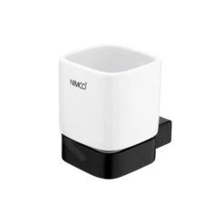 Nimco Kibo - Beker Met Houder, Wit Keramiek/mat Zwart Ki-14058K-90