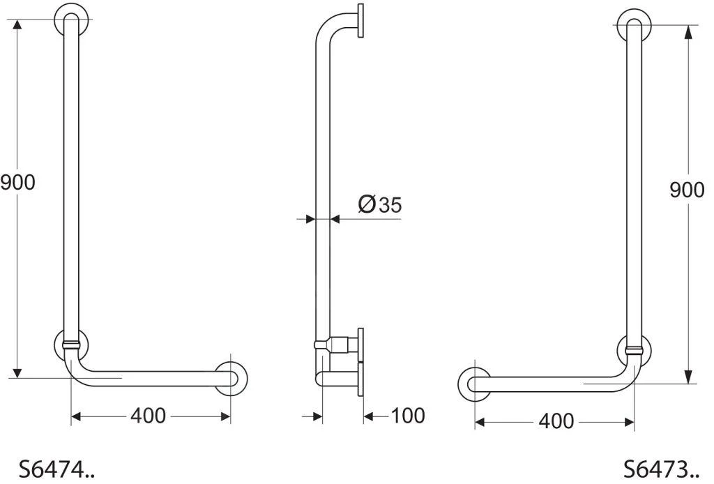 Ideal Standard Contour 21 - Wandgreep 900x400 Mm, Rechts, Wit S6473AC - Image 2