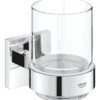 Grohe QuickFix Start Cube - Beker Met Houder, Voor Tandenborstel En Tandpasta, Glas/chroom 41097000