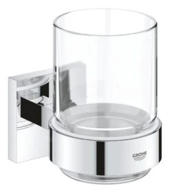 Grohe QuickFix Start Cube - Beker Met Houder, Voor Tandenborstel En Tandpasta, Glas/chroom 41097000