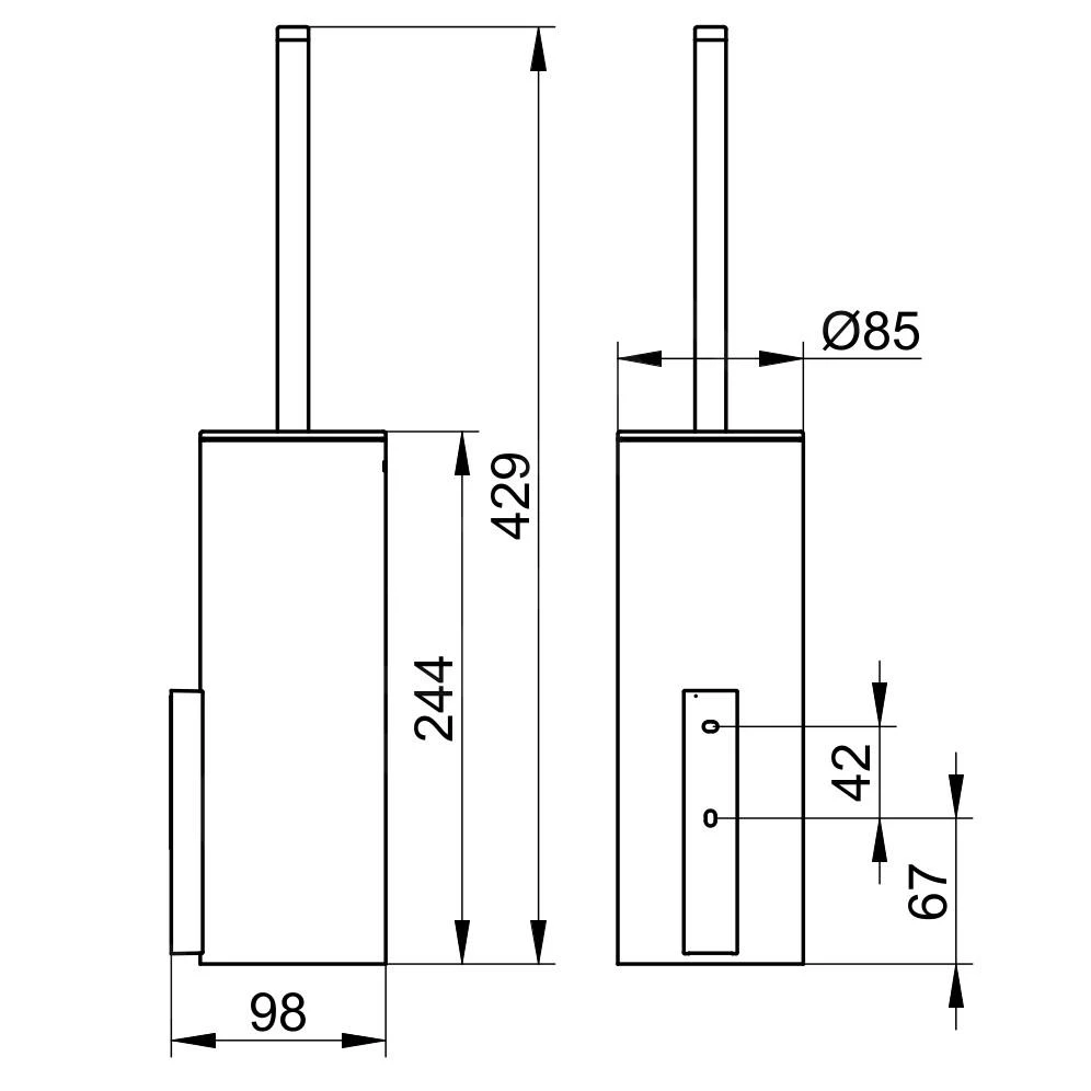 Keuco Edition 400 - WC-borstel Met Houder, Mat Glas/zwart Chroom Geborsteld 11564139000 - Image 2
