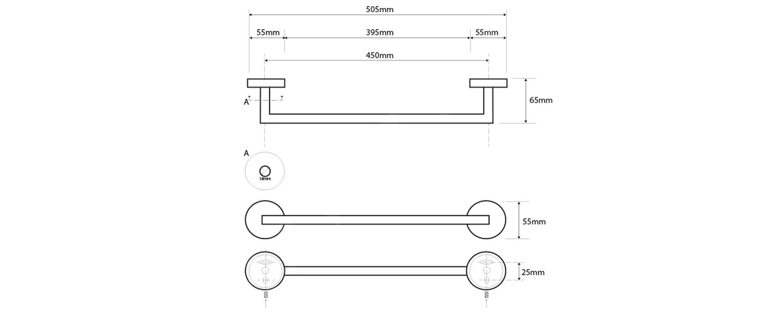 Sapho X-STEEL - Handdoekhouder, Lengte 505 Mm, Rvs XS401 - Image 2
