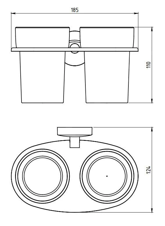 Novaservis Metalia 11 - Dubbele Tandenborstel- En Tandpastahouder, Glas/chroom 0157,0 - Image 2