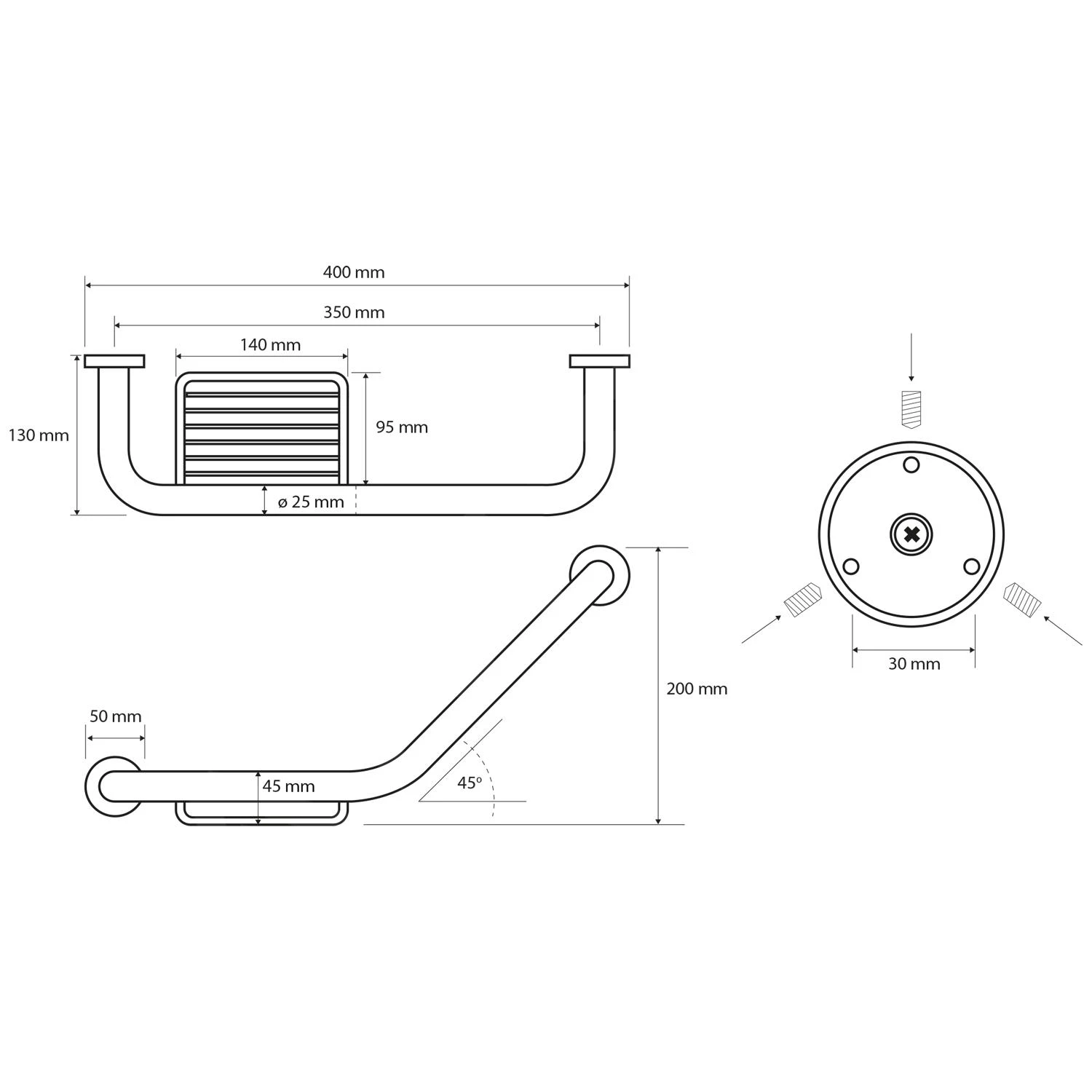 Sapho X-Round - Handgreep Met Zeephouder E, 400 Mm, Chroom XR503 - Image 2